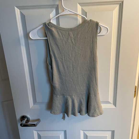 Sage green plunge top with tie - Picture 2 of 2